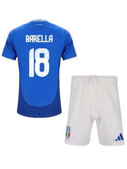 Italien Nicolo Barella #18 Heimtrikotsatz für Kinder EM 2024 Kurzarm (+ Kurze Hosen)